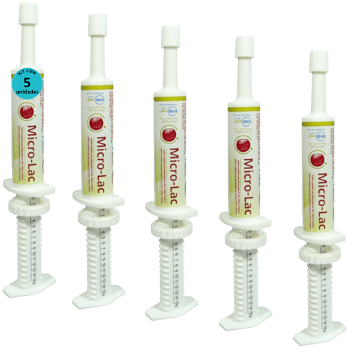 Micro - Lac Aditivo Probiótico Para Cães Gatos Equínos 15g Kit Com 5